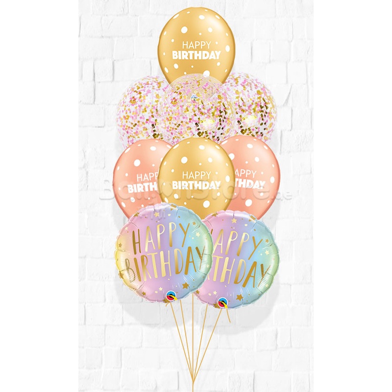 Birthday Pastel Ombre & Stars Big Lil Dots Confetti Balloon Bouquets