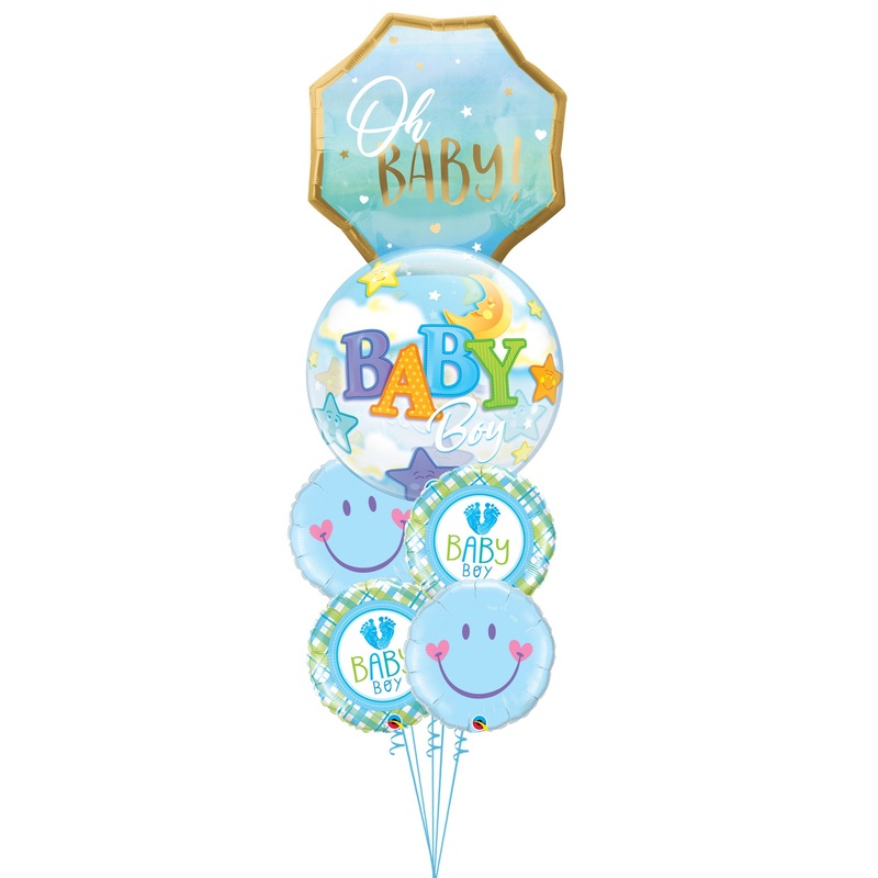Blue Baby Boy Bubble Balloon Bouquet