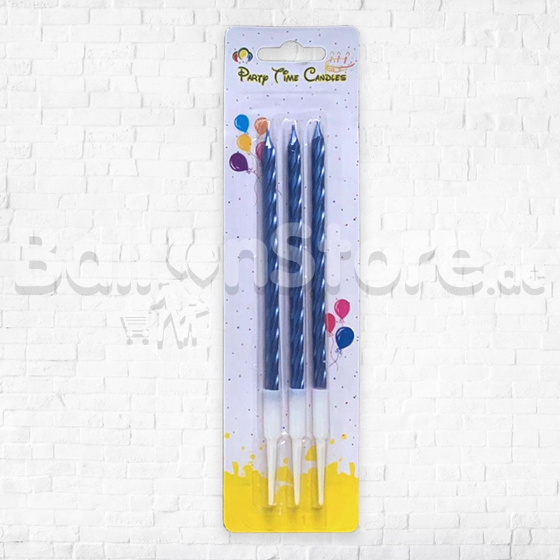 Blue Single  Party Candles - 3pcs