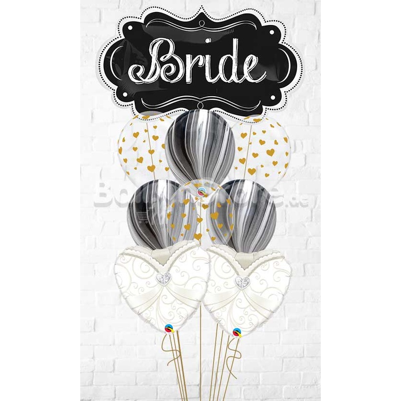 Bride ChalkBoard Marquee Random Hearts Agate Balloon Bouquet