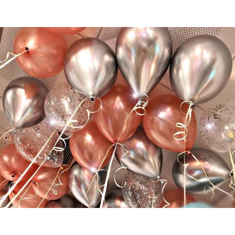 Chrome and Confetti Latex Balloons FOR CEILING- 25 Nos