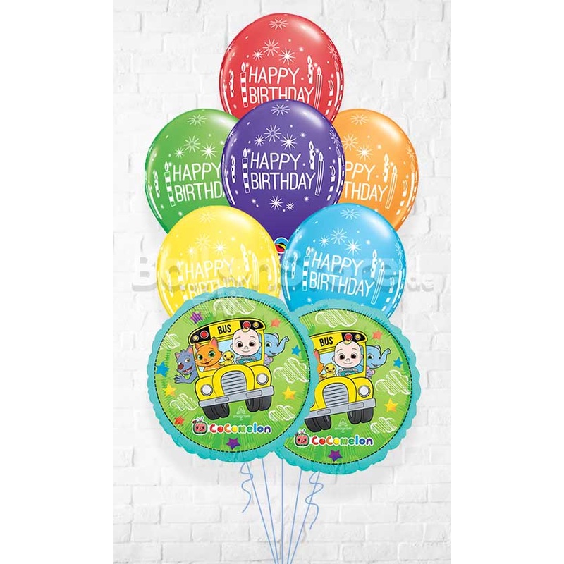 Cocomelon Birthday Candles Balloon Bouquet