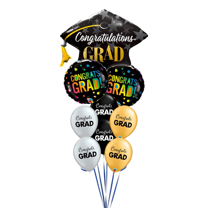 Congratulations Grad Star and Ombre Dots Classic Balloon Bouquet