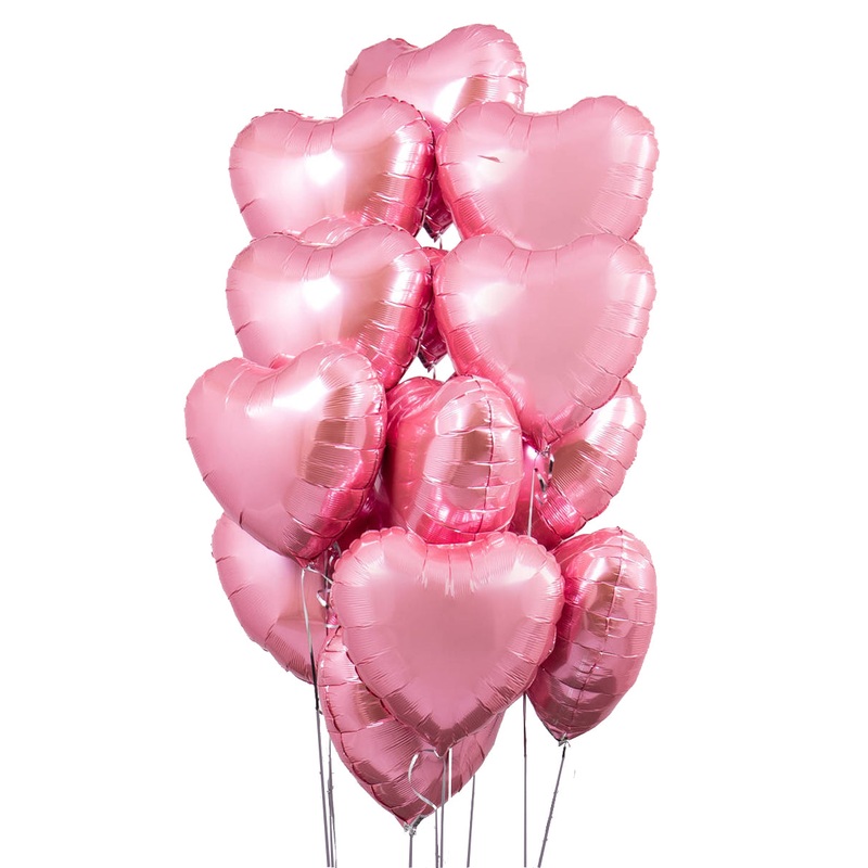 Dozen Pink Hearts Balloon With Weight