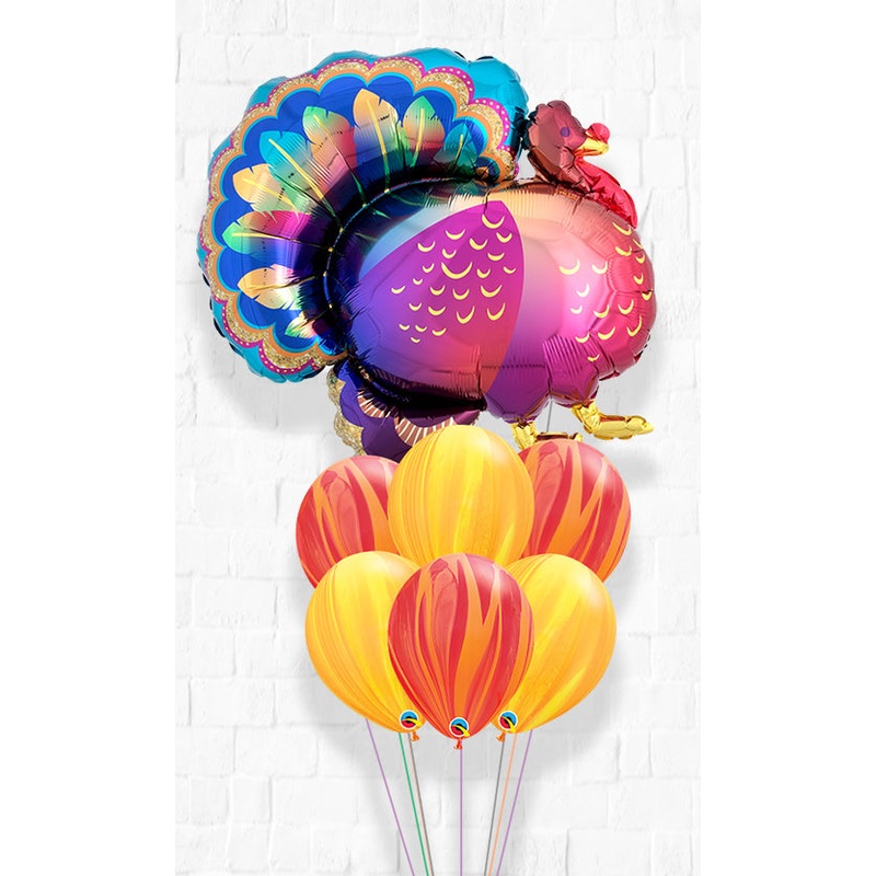 Glitter Turkey Agate Custom Text Balloon Bouquet