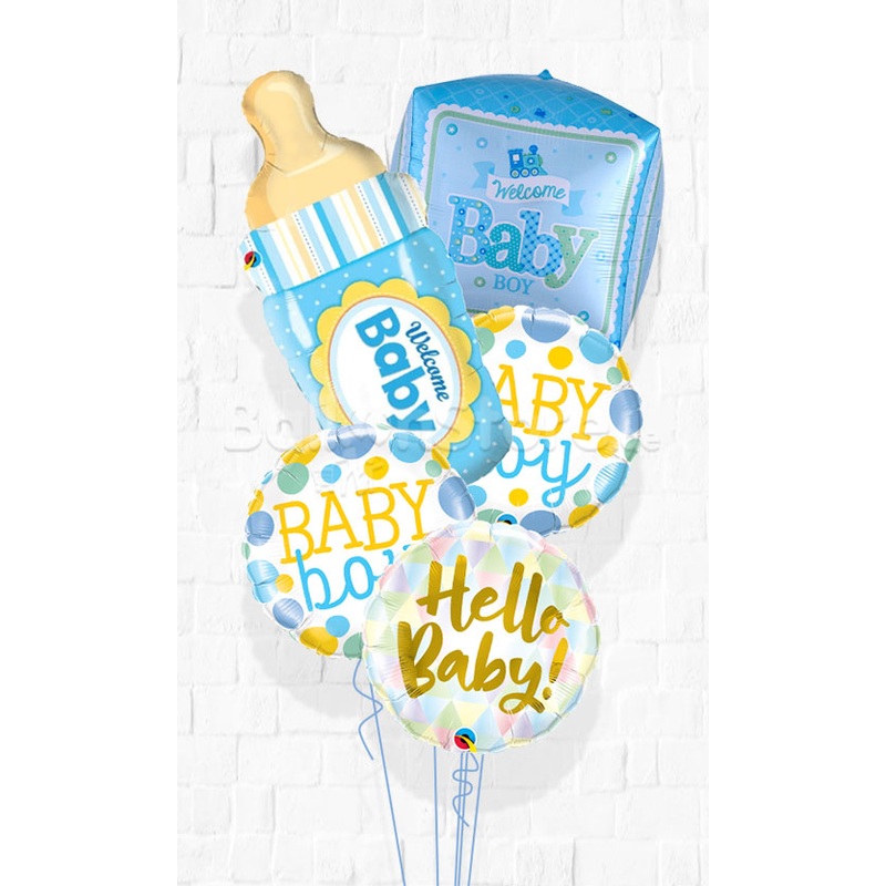 Hello Baby Welcome Baby Boy Balloon Bouquet