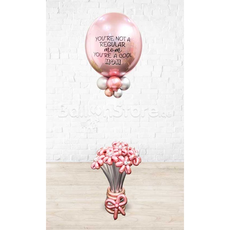 Jumbo Custom Text ORBZ with Flower Balloons Twist Arrangement as base PRE-ORDER 1DAY In Advance