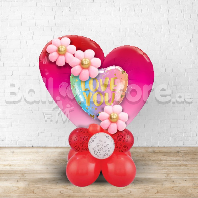 Love You Pastel Heart Balloon Arrangement - Valentines Day Balloons delivery