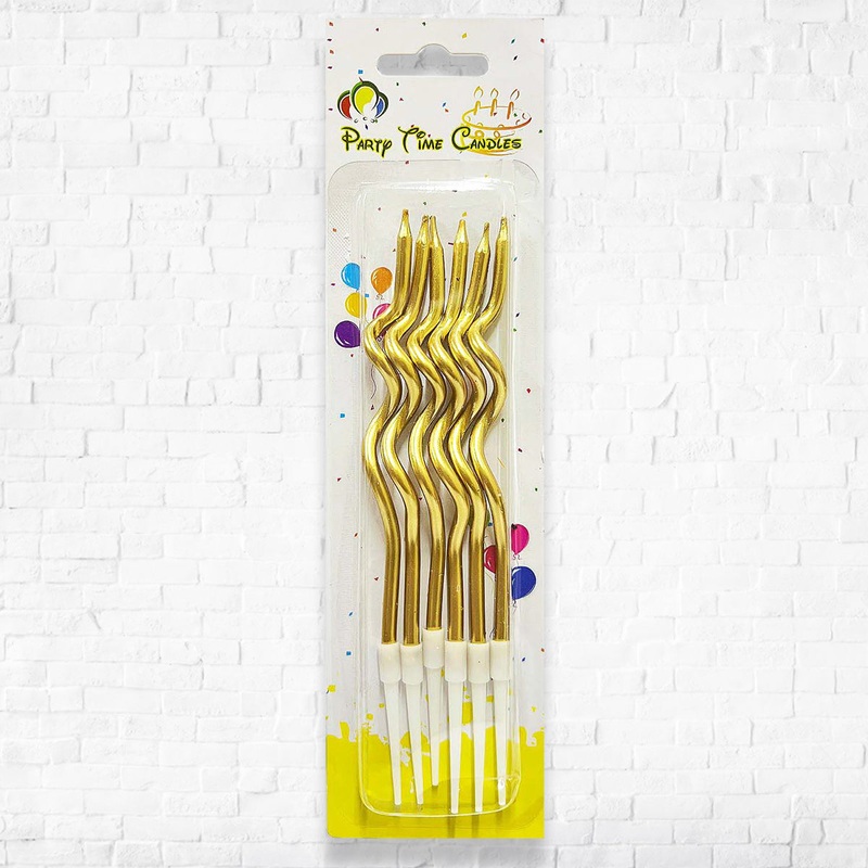 Metallic Curly Spiral Birthday Candles Gold - 6pcs