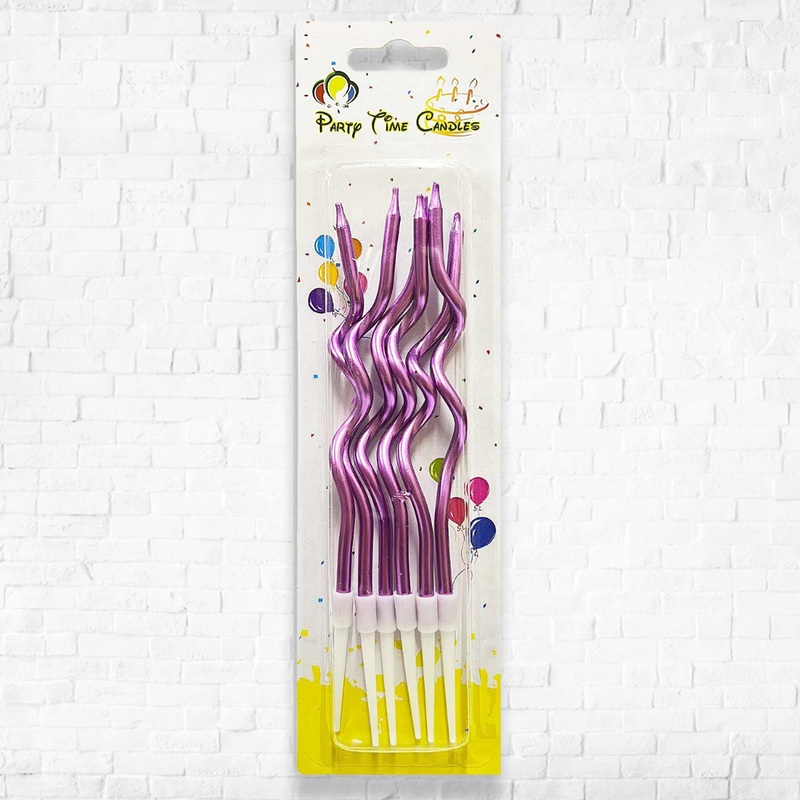 Metallic Curly Spiral Birthday Candles Magenta - 6pcs