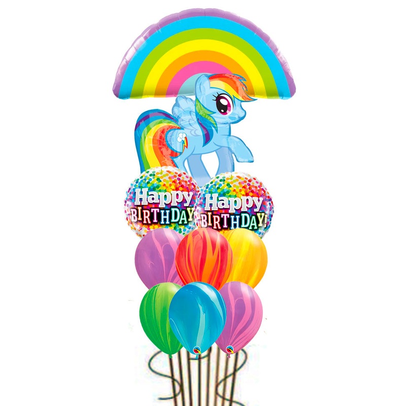 My Lil' Pony Rainbow Dash Confetti Birthday Agate Balloon Bouquet