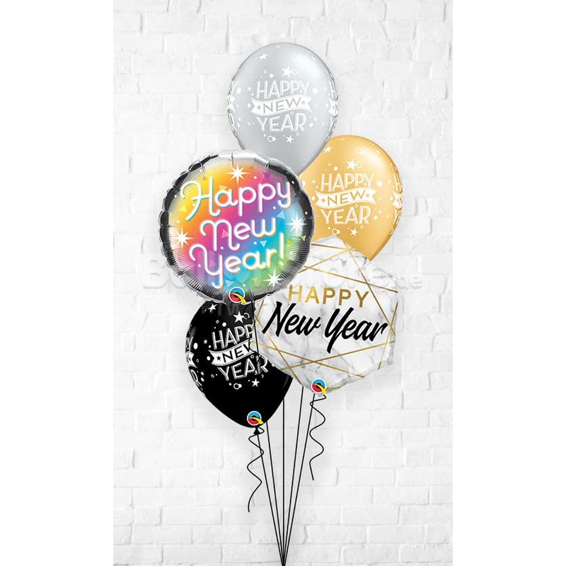 New Year Marble Rectangles Prismatic Confetti Dots Balloon Bouquet