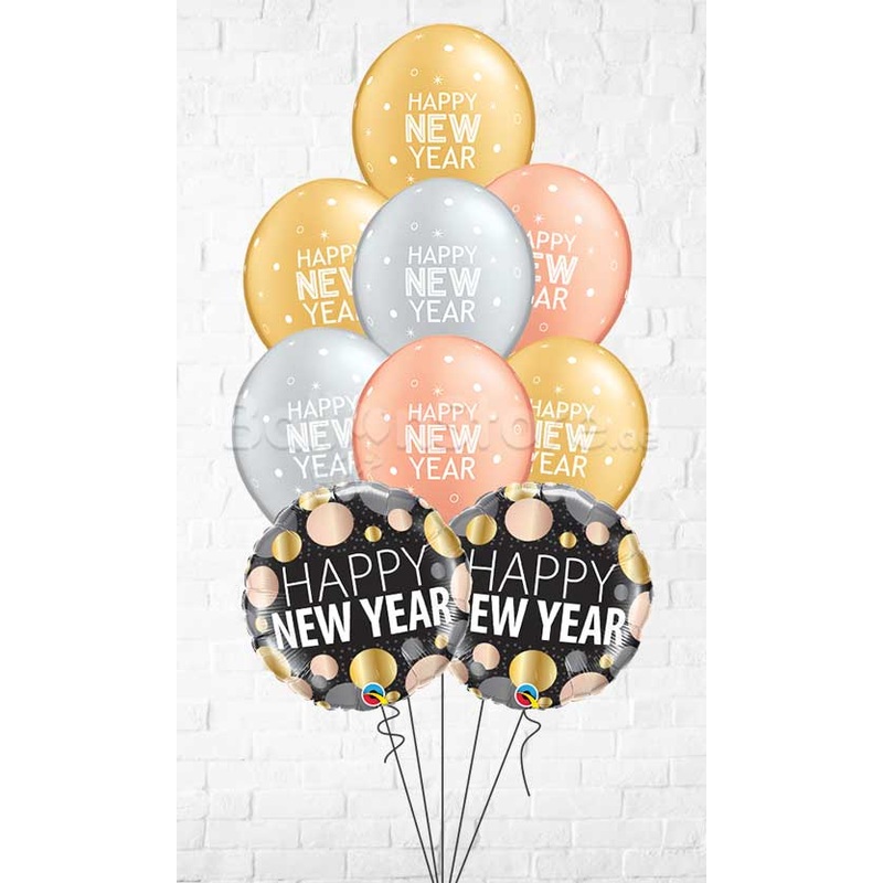 New Year Metallic Sparkles & Dots Balloon Bouquet