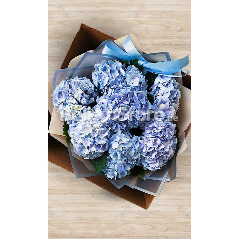 Pluffy Blue Hydrangea Hand Bouquet