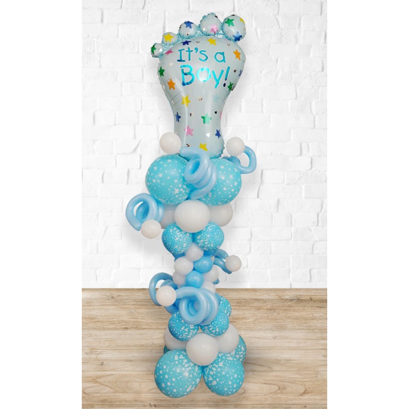 Roman Balloon Pillar with Baby Feet Topper Balloon Arrangement