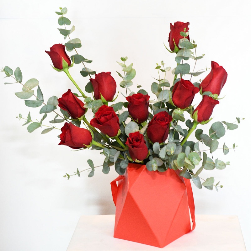 12 pcs Red Roses Arrangement - valentines roses delivery