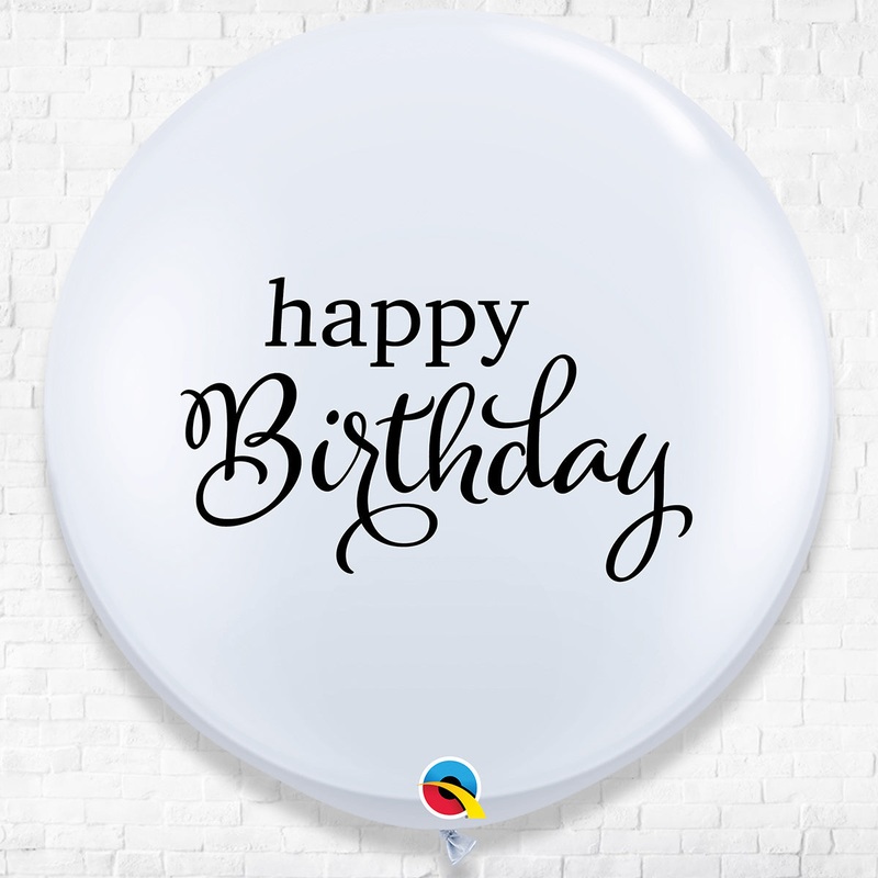 36inches Giant Standard Simply White Birthday Printed Latex Balloon Helium Inflated