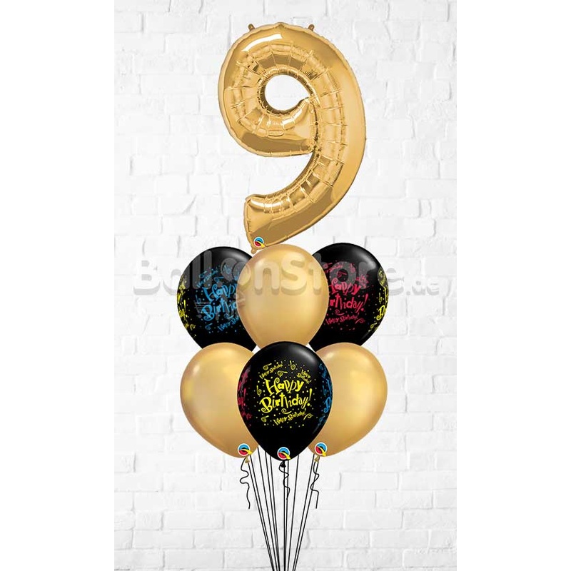Any Number Birthday!  Blast Wrap Gold  Balloon Bouquet