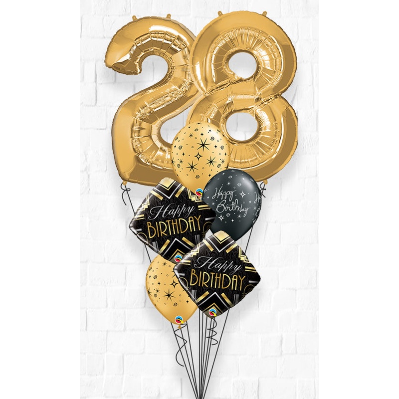 Any Two Number Birthday Sparkling Art Deco Birthday Balloon Bouquet