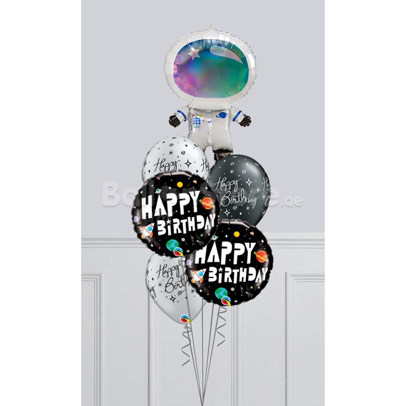Astronaut Iridescent Birthday Sparkle Balloon Bouquet