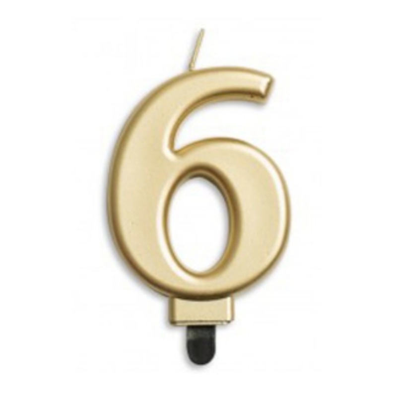 Candle #6 Gold Metallic