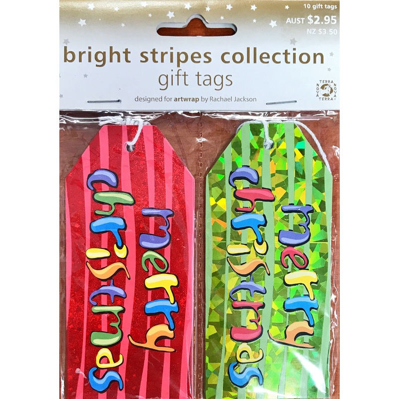 Christmas Tags Bright Stripes