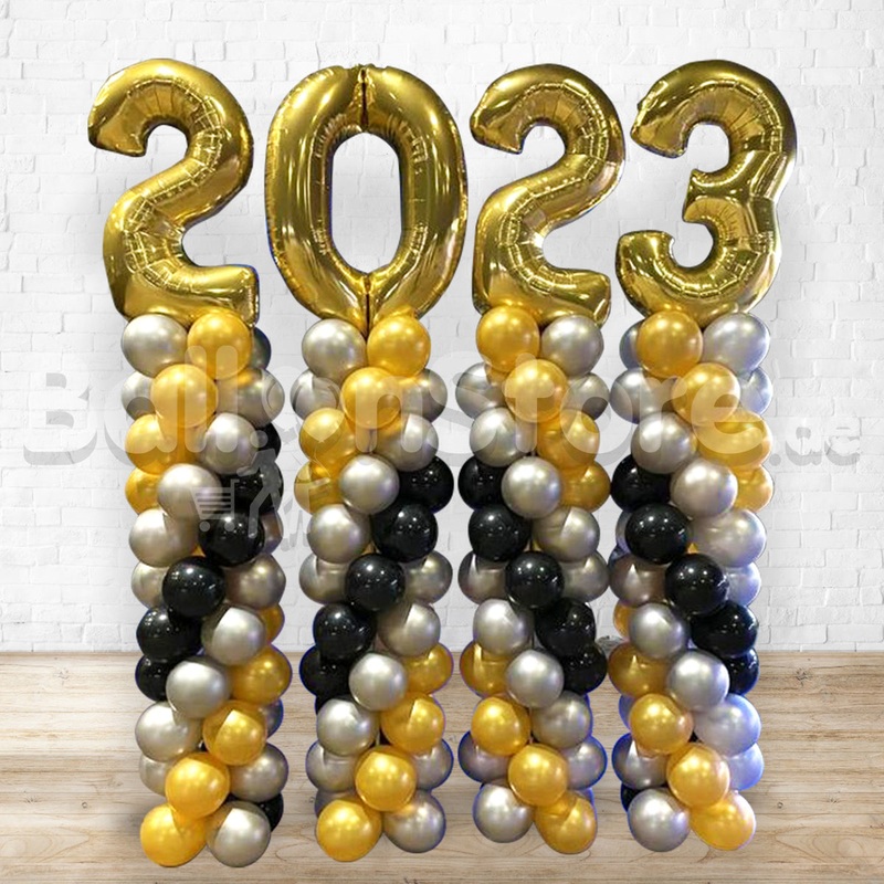 Classic Standard Balloon Pillar with Single Jumbo Number as topper PRE-ORDER 1-day In Advance Ordering