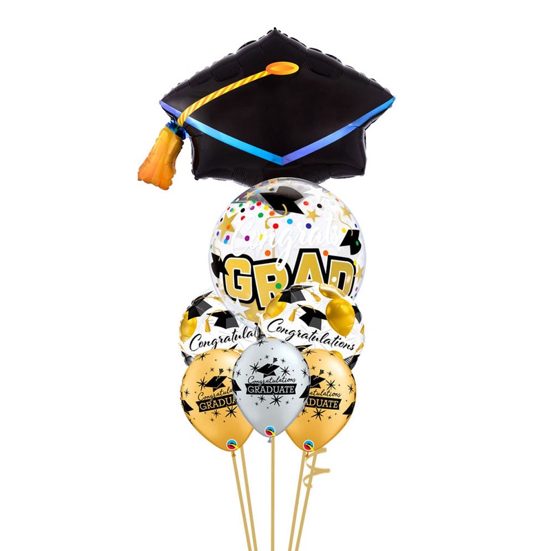Congratulation Grad Cap Stars & Dots Bouquet