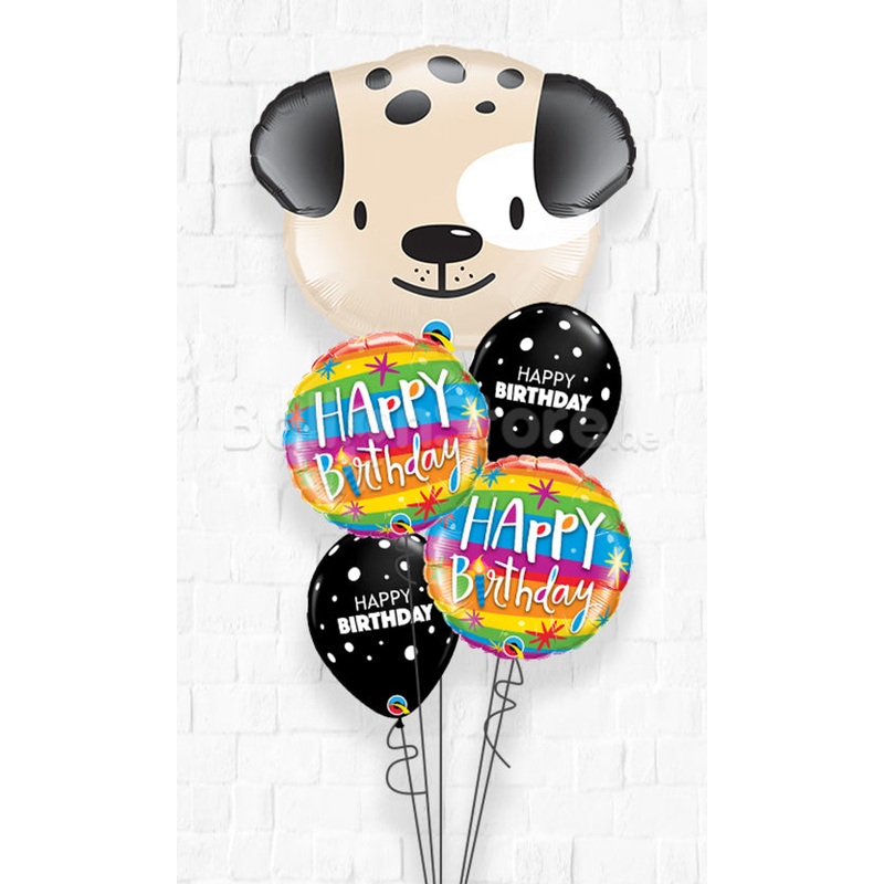 Cute Puppy Paw Rainbow Birthday Balloon Bouquet With weight