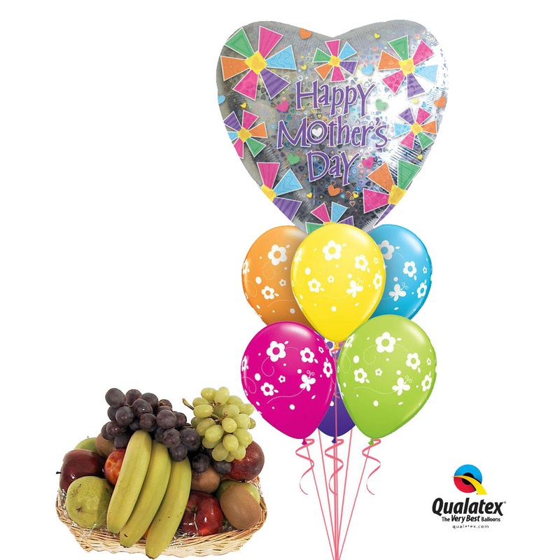 Fruit Basket with Mothers Day Balloons