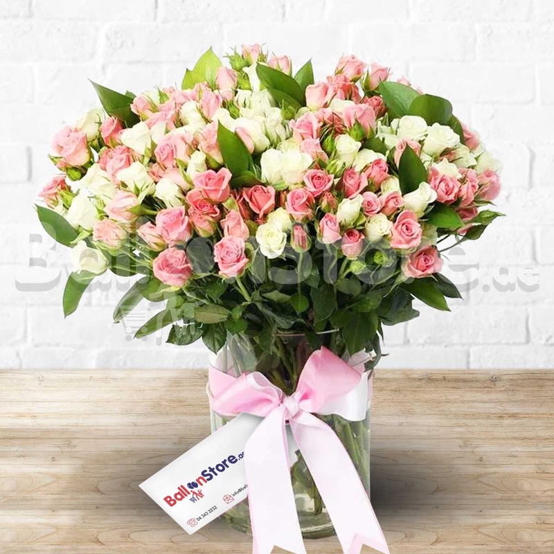 Girl Power MiniRoses on a Glass Vase