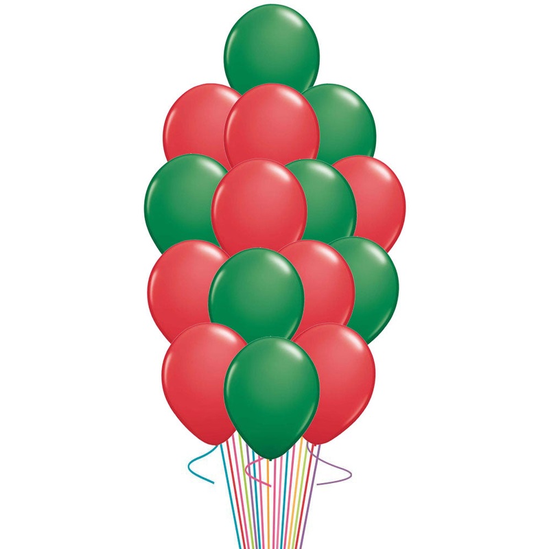 Green and Red Balloon Bouquet- 15 pcs. with weight