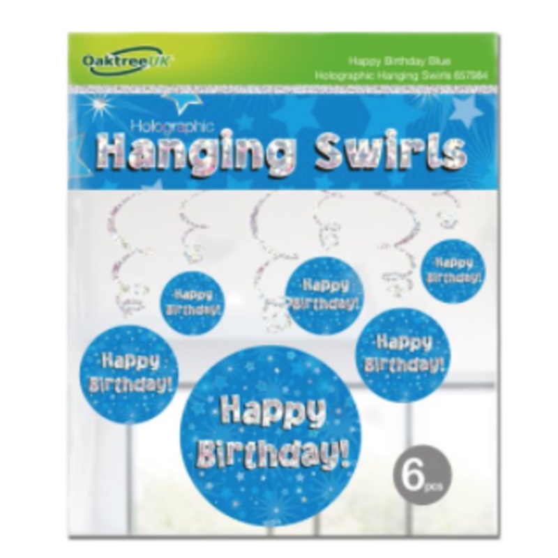 Hanging Swirl Decorations - Birthday Blue