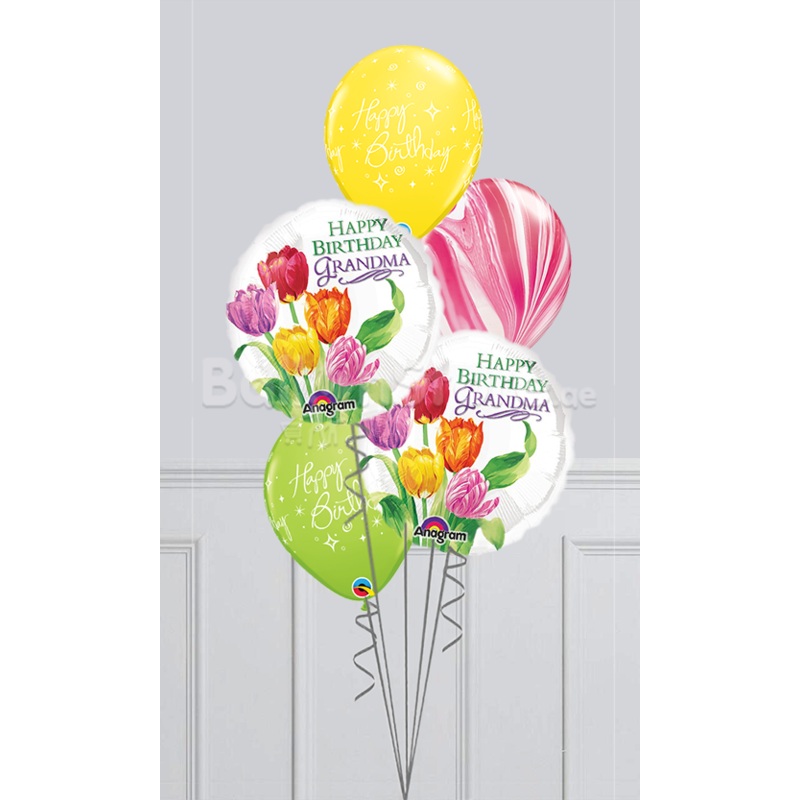 Happy Birthday Grandma Sparkling Agate Balloon Bouquet