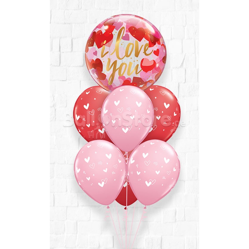 I Love You Paper Heart Bubble Love Balloon Bouquet
