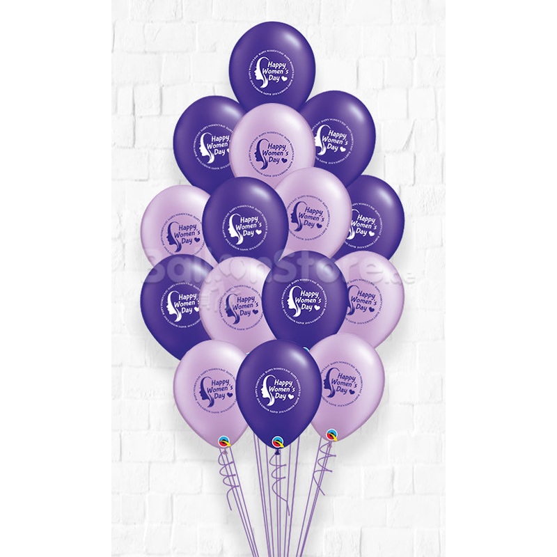 International Women's Day Lilac and Purple Balloon Bouquet - 15count