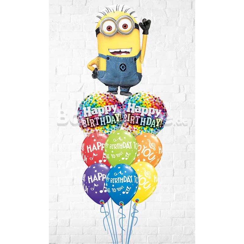 Minions Shape Colorful Confetti Birthday To You Balloon Bouquet