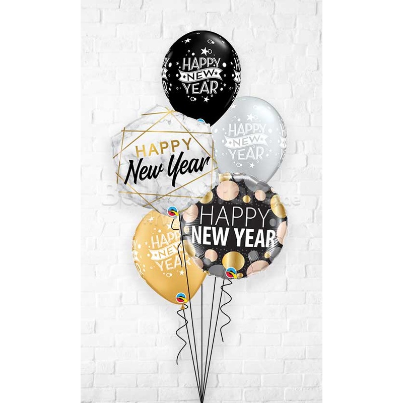 New Year Marble Rectangles Metallic Dots Prismatic Confetti Dots Balloon Bouquet