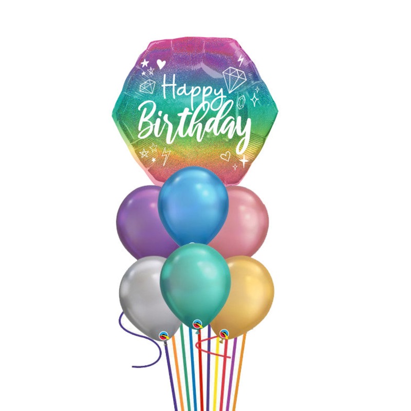 Sparkle Birthday  Chrome Balloon Bouquet