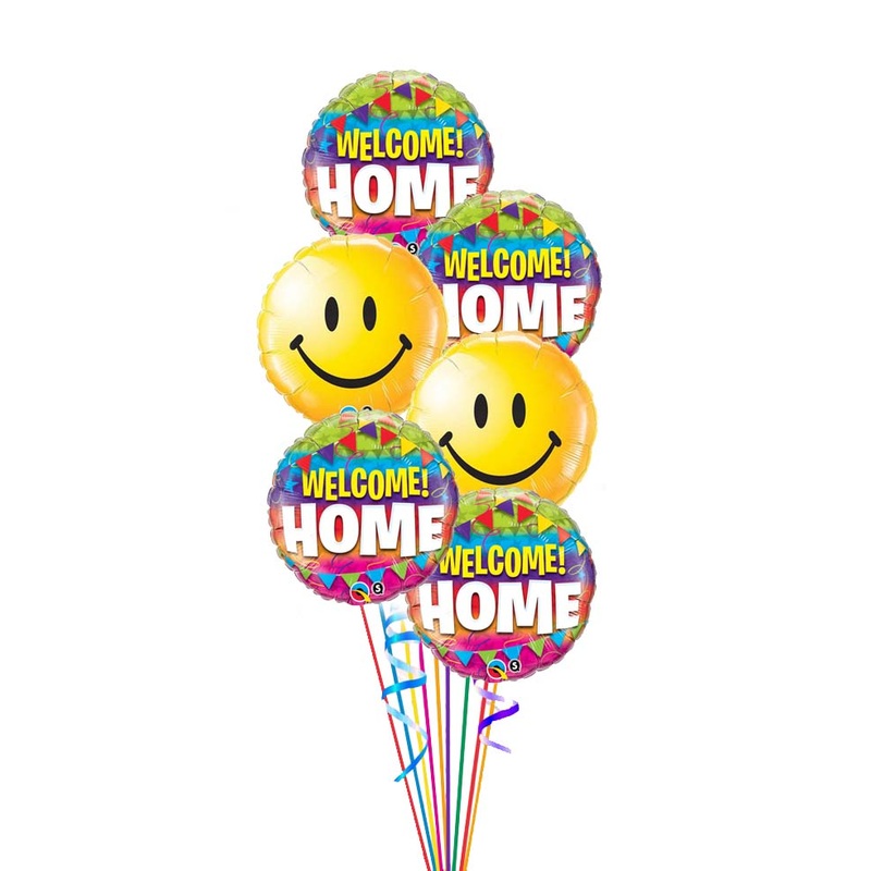 Welcome Home Balloon Bouquet - 6 Balloons with weight