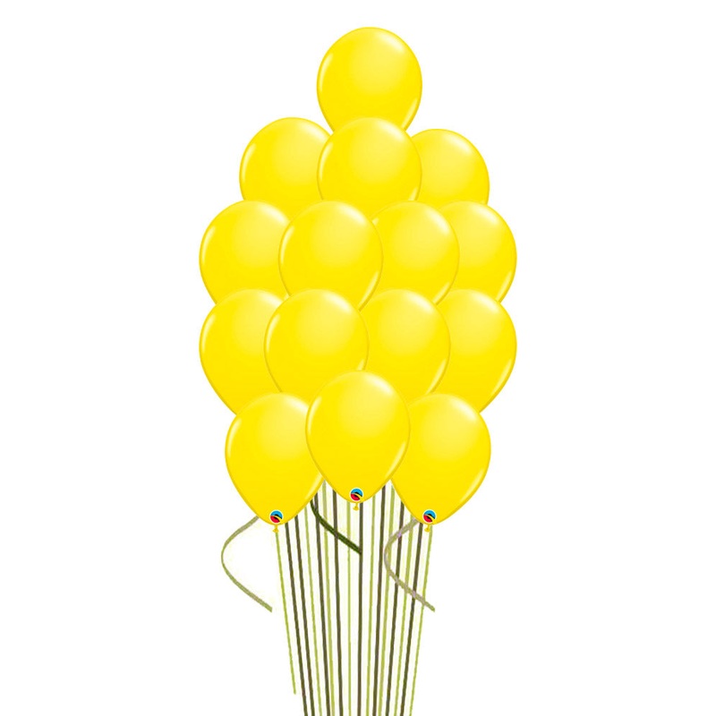 Yellow Balloon Bouquets 15pcs with Hi-Float and Weights