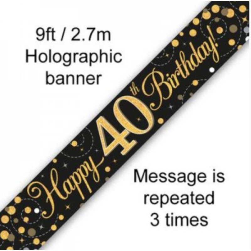 Banner Sparkling Fizz Black/Gold 40th