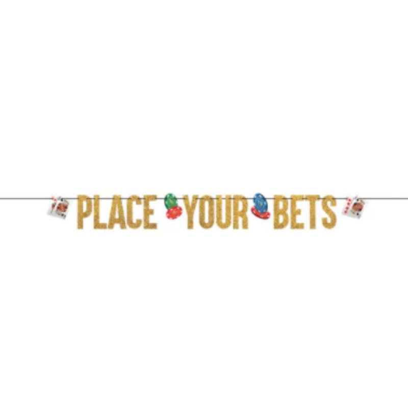 Casino 'place your bets' Glitter Banner