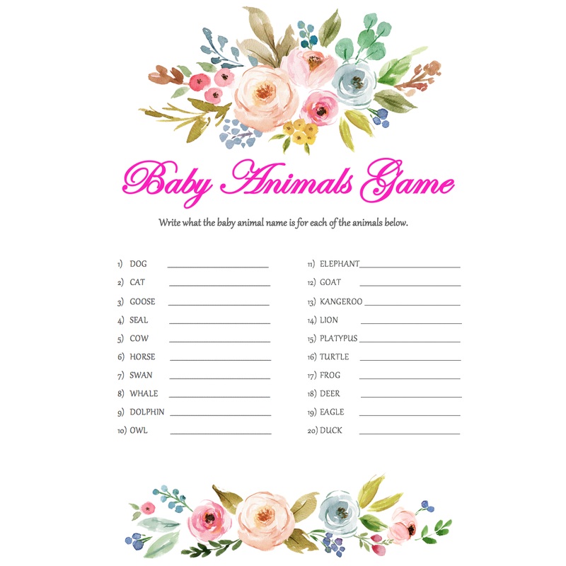 Game Baby Shower Baby Animals Game Pk8