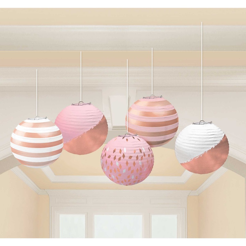 Mini Paper Lanterns Rose Gold and Blush