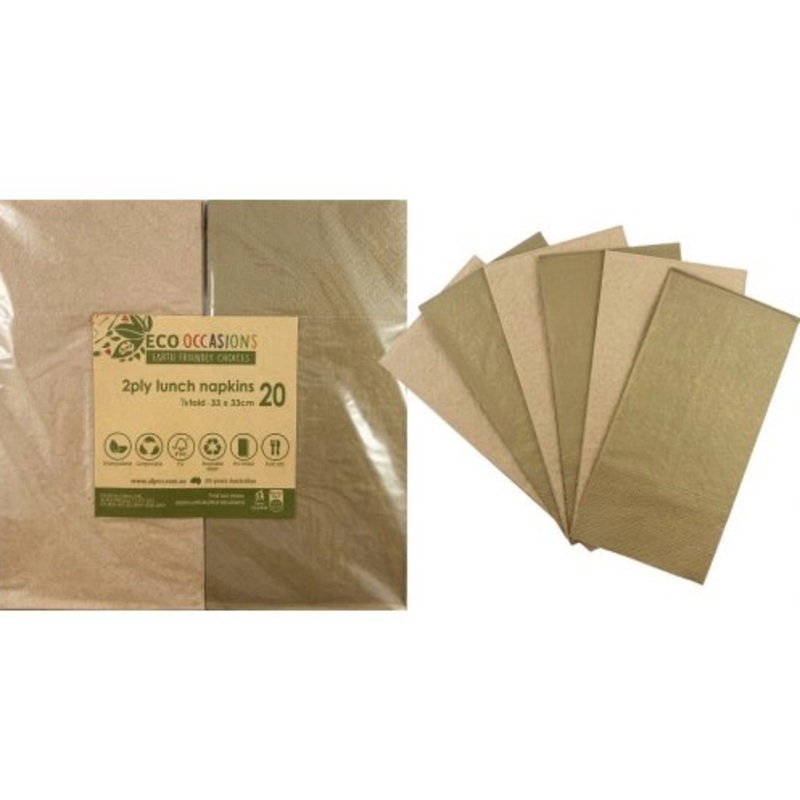 Napkins Lunch Gold / Kraft