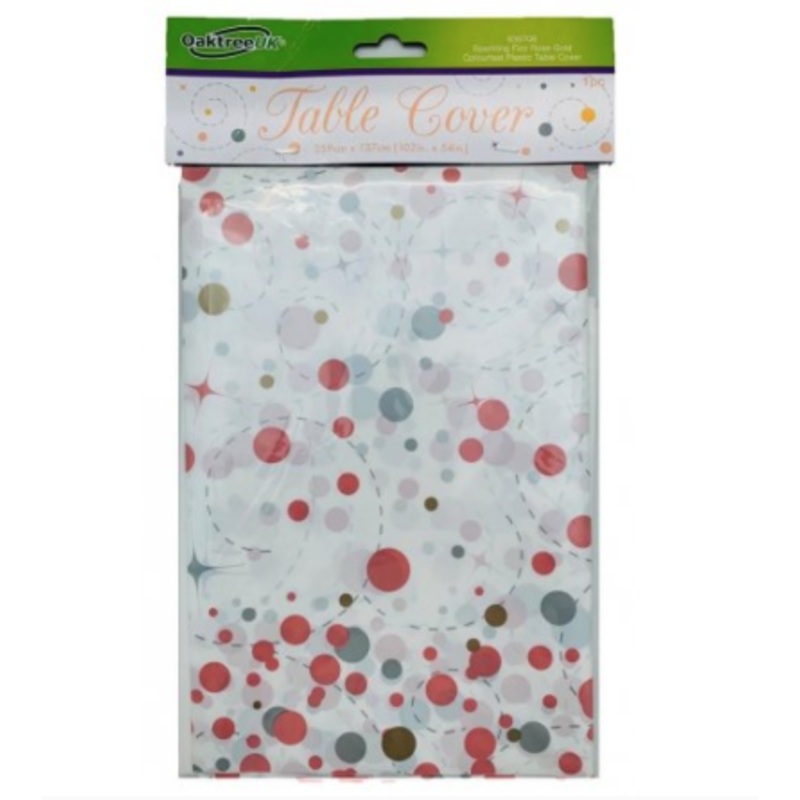 Plastic Tablecloth Rose Gold Sparkling Fizz