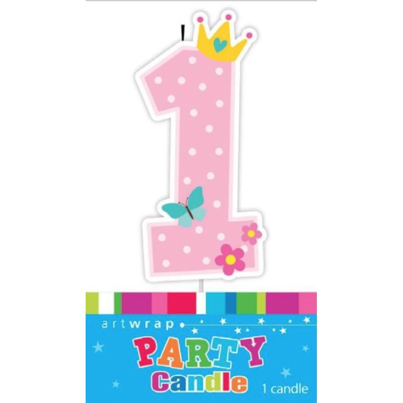 Single Digit Candle Pink 1st Birthday Crown
