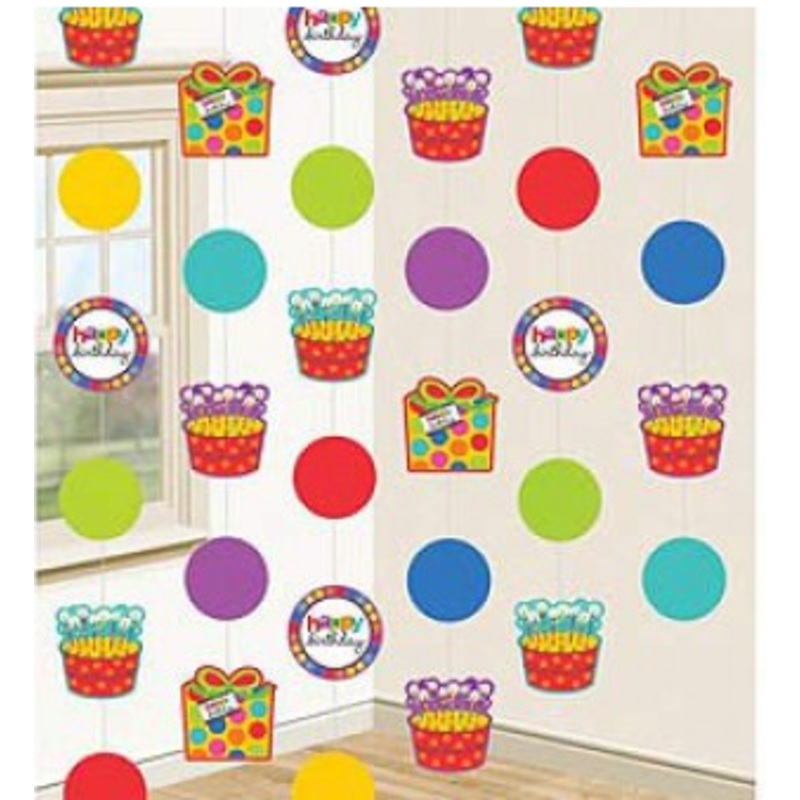 Hanging String Decorations Birthday Dots
