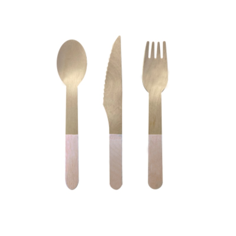 Paper Party Wooden Cutlery White Sand - 30pk